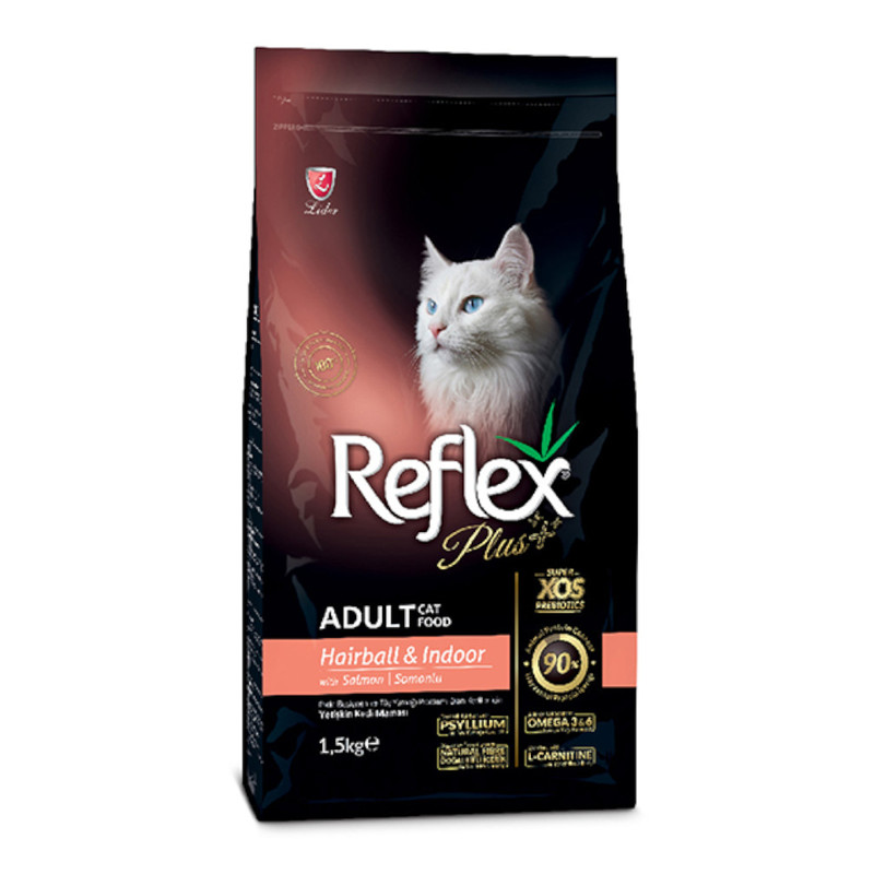 غذا خشک گربه بالغ رفلکس پلاس سالمون Reflex Hairball & Indoor وزن 1.5 کیلوگرم
